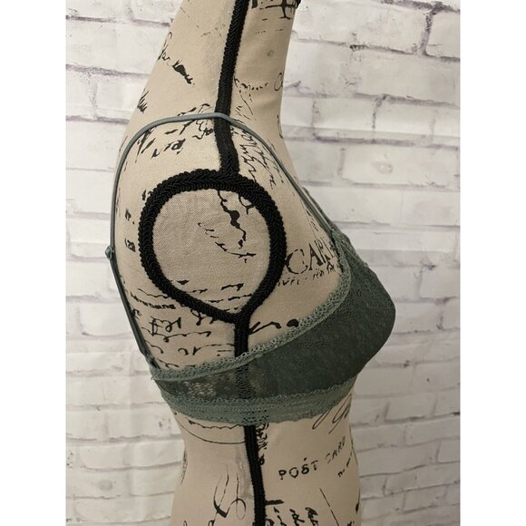 Victorias Secret size small green lace floral sheer bralette bra wire free sleep - Picture 2 of 9